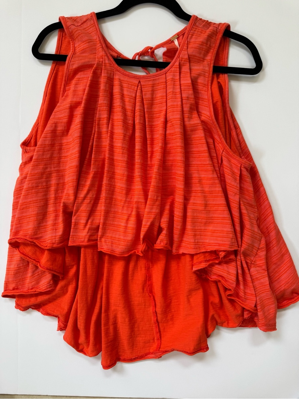 FREE PEOPLE Turn It Up High-Low Swing Tank Top Sz LG Orange Scarlet Ibis Combo